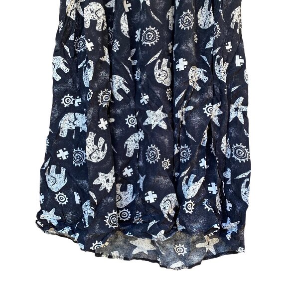 Vintage Campus Casuals of California Black Elephant Print Maxi Pockets Skirt Siz - Picture 8 of 9